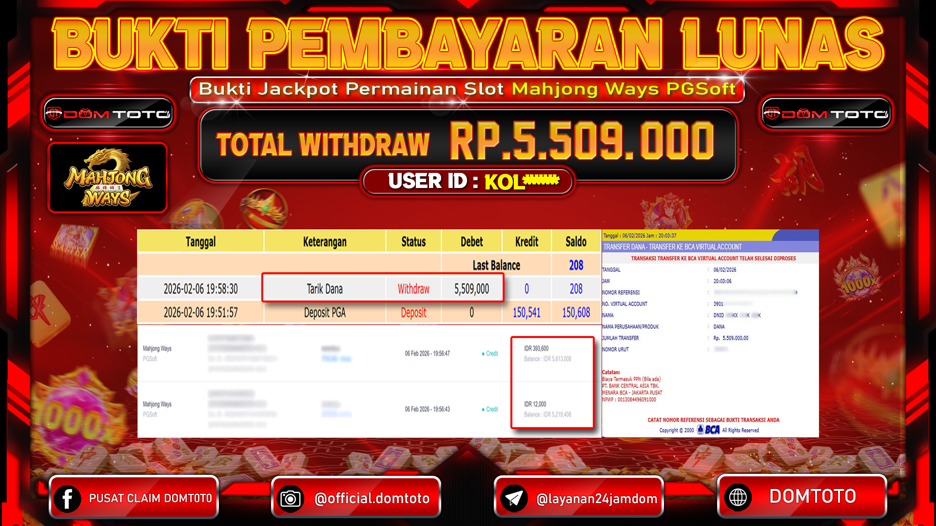 JACKPOT SLOT Mahjong Ways PGSoft Play 06 FEBRUARI 2026